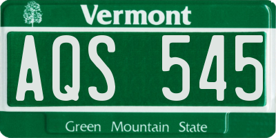 VT license plate AQS545