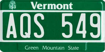 VT license plate AQS549
