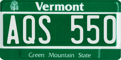 VT license plate AQS550