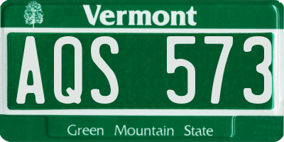 VT license plate AQS573