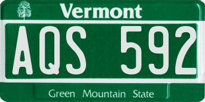VT license plate AQS592
