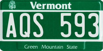 VT license plate AQS593
