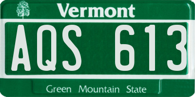 VT license plate AQS613