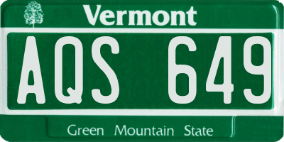 VT license plate AQS649