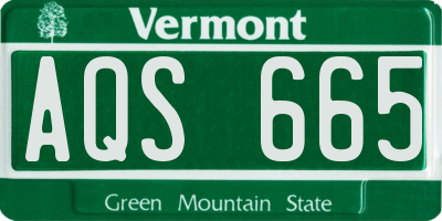 VT license plate AQS665