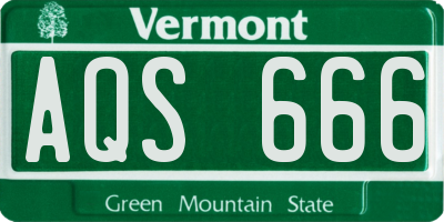 VT license plate AQS666