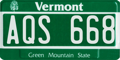 VT license plate AQS668