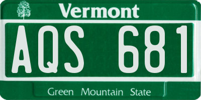 VT license plate AQS681