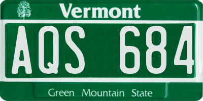 VT license plate AQS684