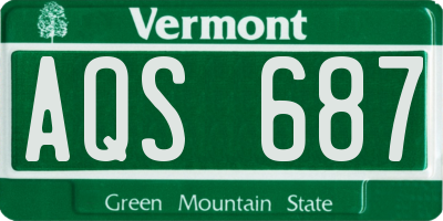 VT license plate AQS687