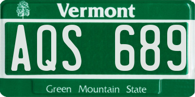 VT license plate AQS689