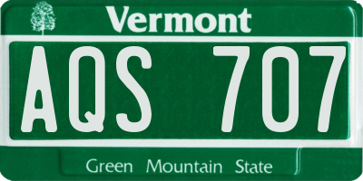 VT license plate AQS707