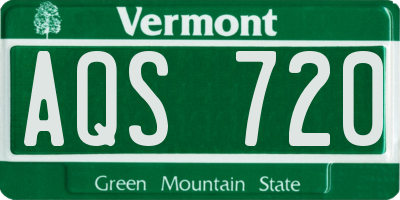 VT license plate AQS720
