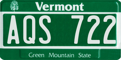 VT license plate AQS722