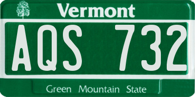 VT license plate AQS732