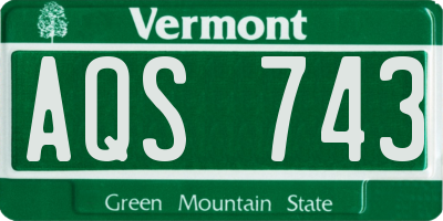 VT license plate AQS743