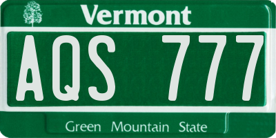 VT license plate AQS777