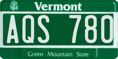 VT license plate AQS780