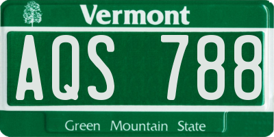 VT license plate AQS788