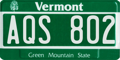 VT license plate AQS802
