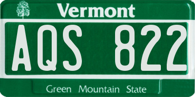 VT license plate AQS822