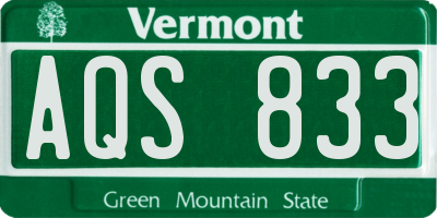VT license plate AQS833