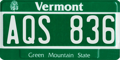 VT license plate AQS836