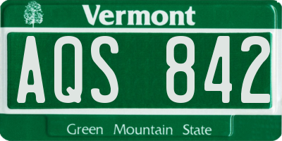 VT license plate AQS842