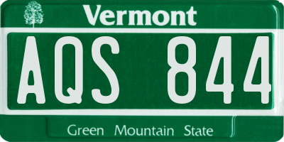 VT license plate AQS844