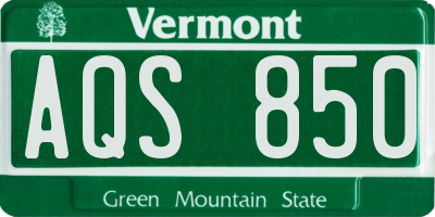VT license plate AQS850