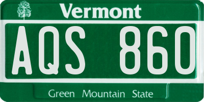VT license plate AQS860