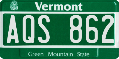 VT license plate AQS862