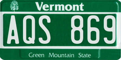 VT license plate AQS869