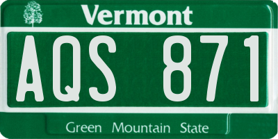 VT license plate AQS871
