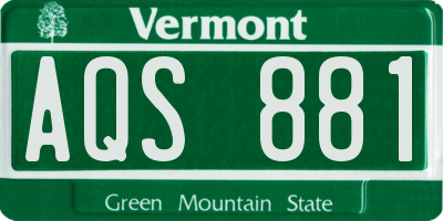 VT license plate AQS881