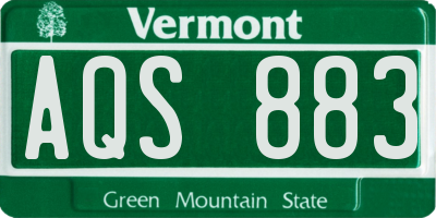 VT license plate AQS883