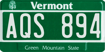 VT license plate AQS894