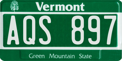VT license plate AQS897