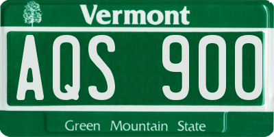 VT license plate AQS900