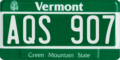 VT license plate AQS907