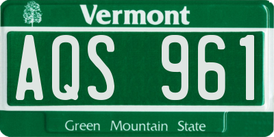 VT license plate AQS961