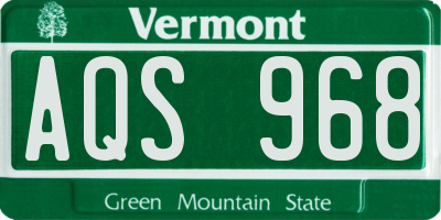 VT license plate AQS968