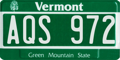VT license plate AQS972