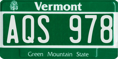 VT license plate AQS978