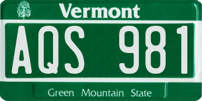 VT license plate AQS981