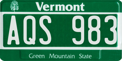 VT license plate AQS983