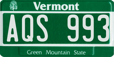 VT license plate AQS993