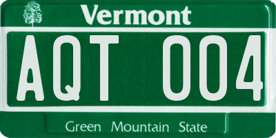 VT license plate AQT004