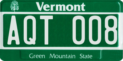 VT license plate AQT008