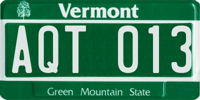 VT license plate AQT013